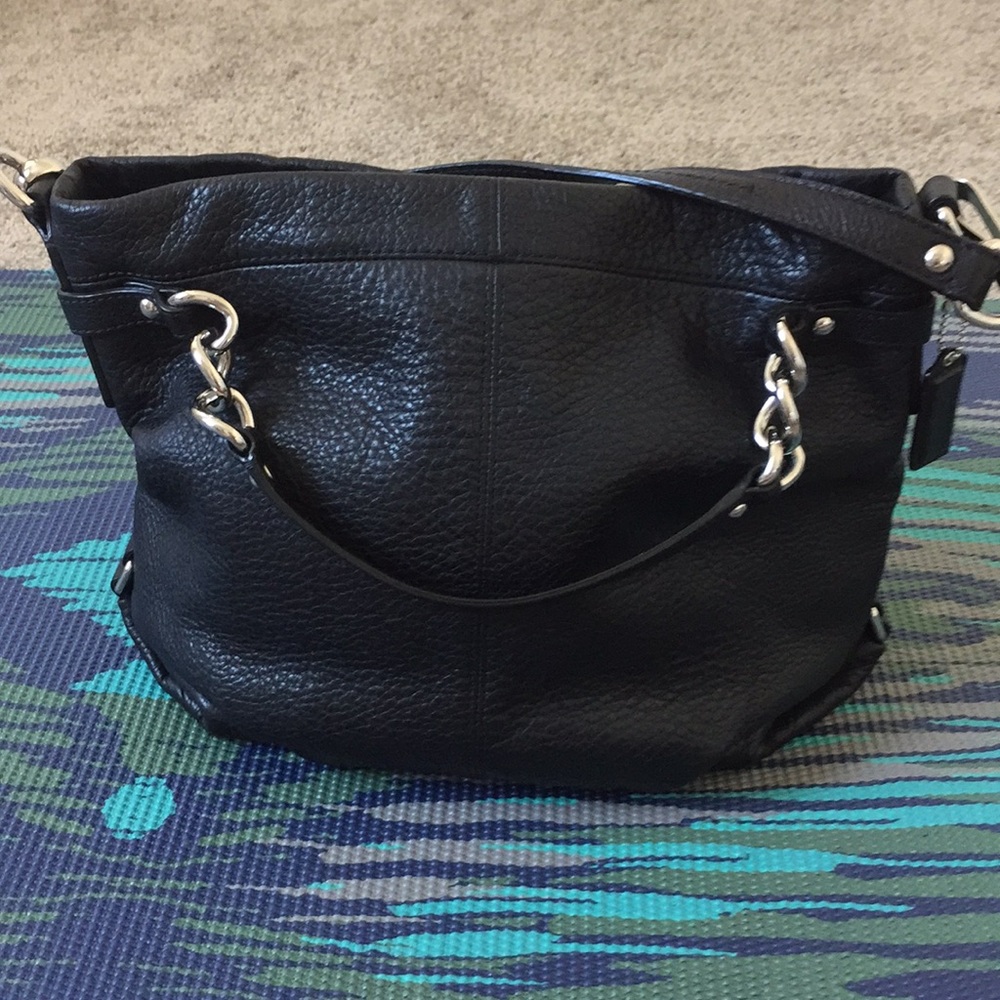 Black leather Coach purse